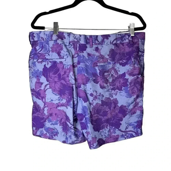 ASOS Women's Purple Floral Print Chino Shorts Size 34" Waist Casual Lightweight​ - Picture 2 of 5